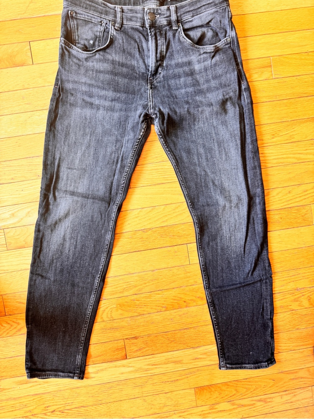 Massimo Dutti Men's Slim Straight Jeans — Charcoal Gray